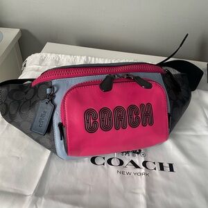 Coach Track Belt Bag In Colorblock Signature Canvas With Coach